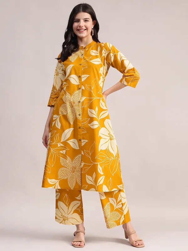 Mustard_Yellow_&_White_Floral_Printed_Cotton_Co-Ord_Set_For_Women