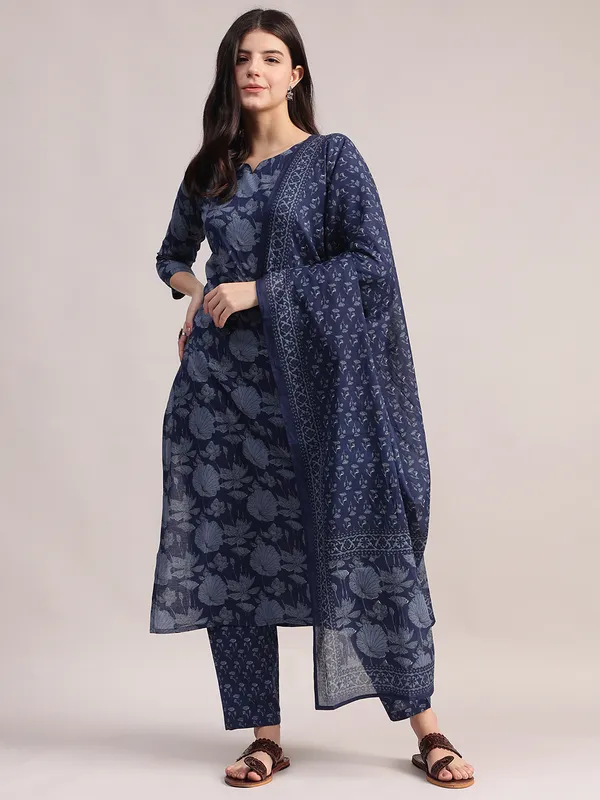 Blue_Floral_Printed_Cotton_Straight_Kurta_With_Trouser_&_Dupatta_For_Women__|_Premium_Kurta_Set_For_Daily_Wear