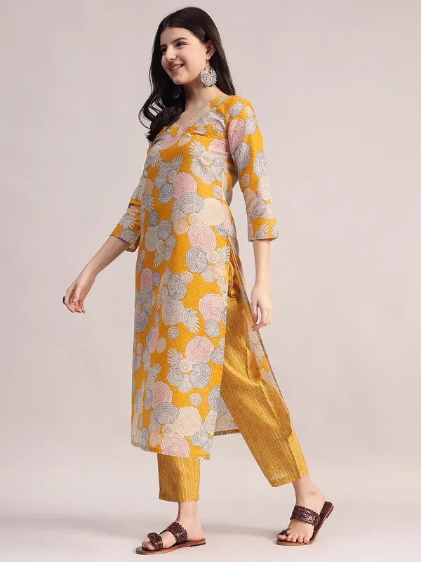 Yellow_Floral_Printed_Kurta_With_Striped_Pants_&_Dupatta_Set_For_Women__|_Premium_Kurta_Set_For_Daily_Wear