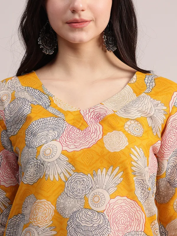 Yellow_Floral_Printed_Kurta_With_Striped_Pants_&_Dupatta_Set_For_Women__|_Premium_Kurta_Set_For_Daily_Wear