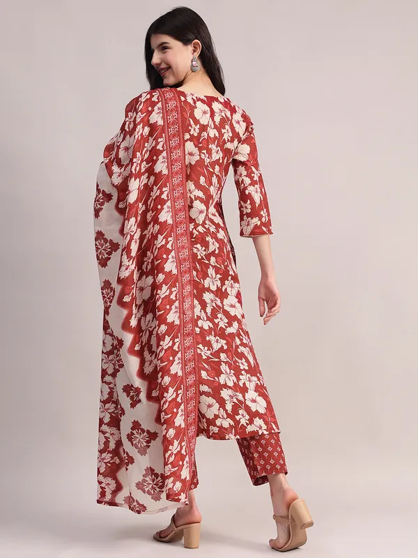 Maroon_Floral_Printed_Kurta_With_Printed_Pants_&_Dupatta_Set_For_Women