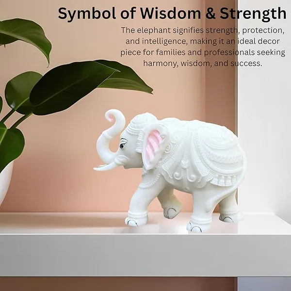 White_Marble_Elephant_Statue_Pair,_Trunk_Up_Decorative_Elephant_Figurine_for_Home_Entrance,_Living_Room_&_Office,_Vastu_Feng_Shui_Diwali,_Prosperity_Gift