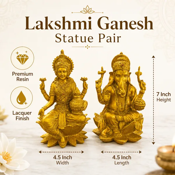 Golden_Lakshmi_Ganesh_Idol_Murti_For_Diwali_Pooja,_Home_Decor_&_Gifting