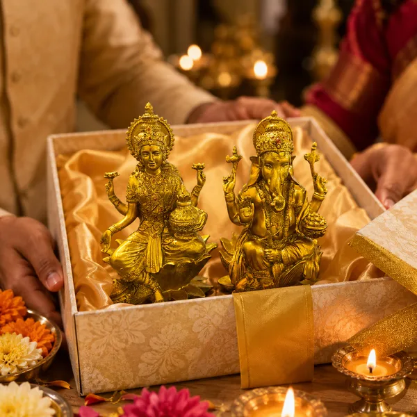 Golden_Lakshmi_Ganesh_Idol_Murti_For_Diwali_Pooja,_Home_Decor_&_Gifting