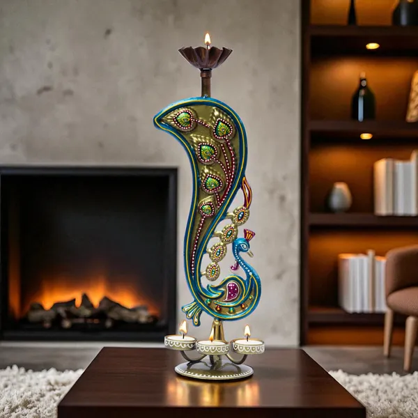 Handcrafted_Peacock_Tealight_Candle_Holder_–_Iron_Tabletop_Showpiece_for_Home_Decor_&_Office_|_17_Inch_T-Light_for_Diwali_Navratri_Festival_Gift