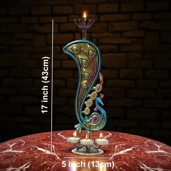 Handcrafted_Peacock_Tealight_Candle_Holder_–_Iron_Tabletop_Showpiece_for_Home_Decor_&_Office_|_17_Inch_T-Light_for_Diwali_Navratri_Festival_Gift