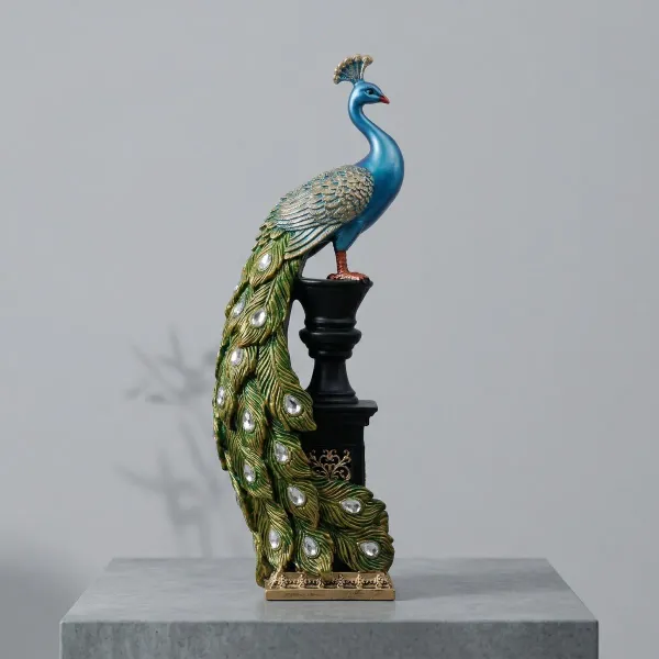 Ornate1_Blue_Majestic_Peacock_Pedestal_Statue_with_Jeweled_Tail_-_Design_1