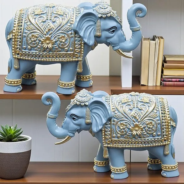 Royal_Blue_Gajraj_Elephant_Showpiece_Pair_for_Home_Decor_|_Marble_Dust_Resin_(6_x_9_inch)_Statue_Set_|_Vastu_Wealth,_Prosperity_Gift_for_Diwali_&_Housewarming