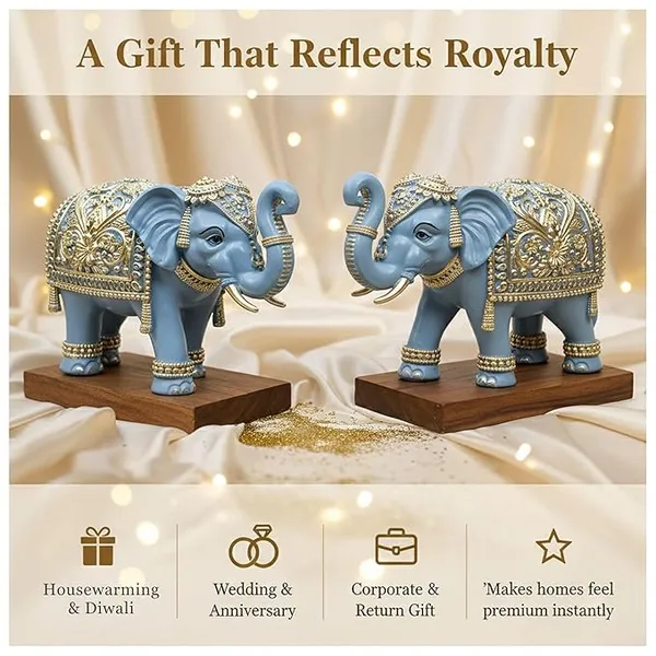 Royal_Blue_Gajraj_Elephant_Showpiece_Pair_for_Home_Decor_|_Marble_Dust_Resin_(6_x_9_inch)_Statue_Set_|_Vastu_Wealth,_Prosperity_Gift_for_Diwali_&_Housewarming