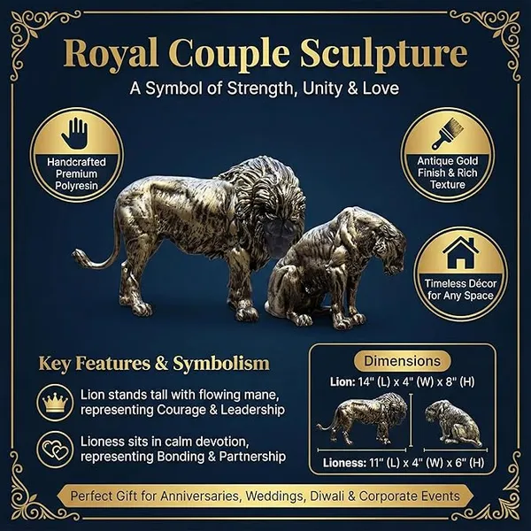 Royal_Lion_&_Lioness_Couple_Panthera_Polyresin_Showpiece_|_Antique_Gold_Wildlife_Figurine_for_Home_Decor,_Living_Room,_Office_&_Festive_Gifting