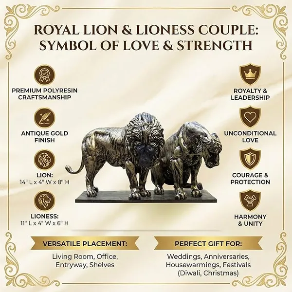 Royal_Lion_&_Lioness_Couple_Panthera_Polyresin_Showpiece_|_Antique_Gold_Wildlife_Figurine_for_Home_Decor,_Living_Room,_Office_&_Festive_Gifting