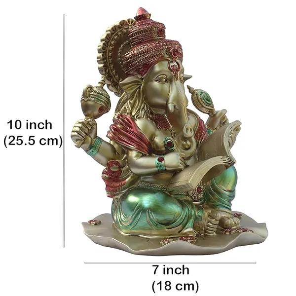 Sagyaa_Lekhak_Ganesha_Idol_for_Home_Temple,_Large_10_inch_Ganpati_Murti_for_House_Entrance,_Auspicious_Vinayak_Resin_Statue_for_Home,_Living_Room,_Office_Desk,_Gifting_(Golden)
