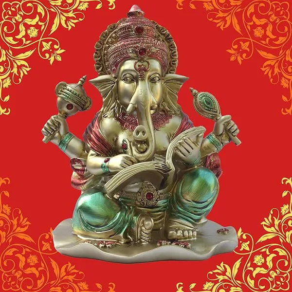 Sagyaa_Lekhak_Ganesha_Idol_for_Home_Temple,_Large_10_inch_Ganpati_Murti_for_House_Entrance,_Auspicious_Vinayak_Resin_Statue_for_Home,_Living_Room,_Office_Desk,_Gifting_(Golden)