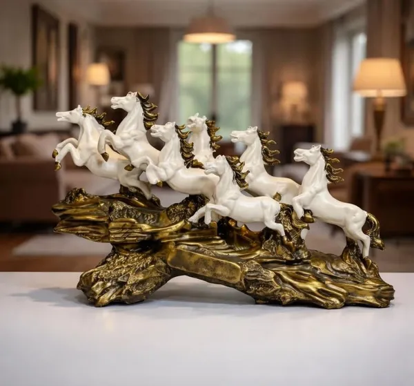 Premium_7_Horses_Running_Showpiece_On_Golden_Wave_Base_Figurine_–_Symbol_of_Success_&_Growth