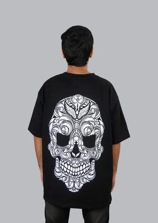 Black_Baroque_Skull_Cotton_Oversized_T-Shirt_For_Unisex