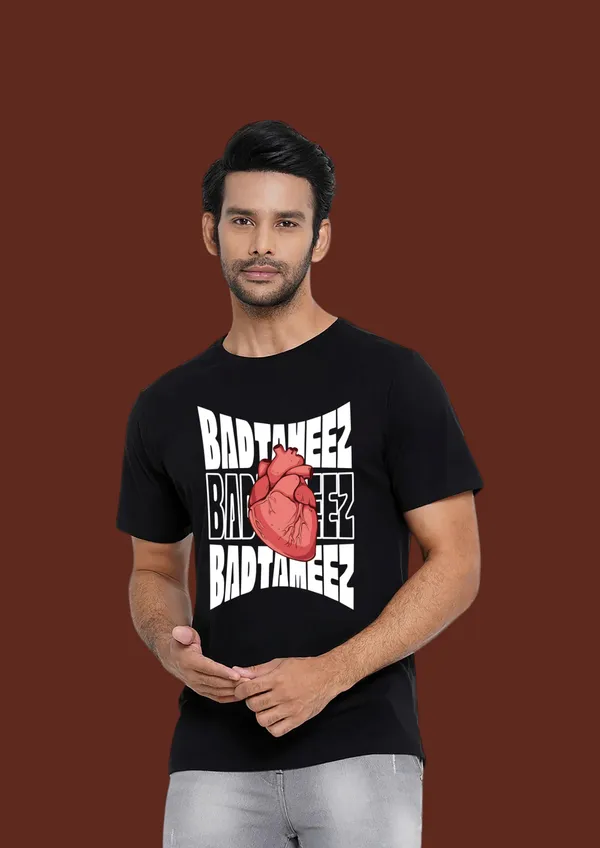 Black_Badtameez_Dil_Cotton_Premium_&_Elegant_Regular_T-Shirt_For_Unisex