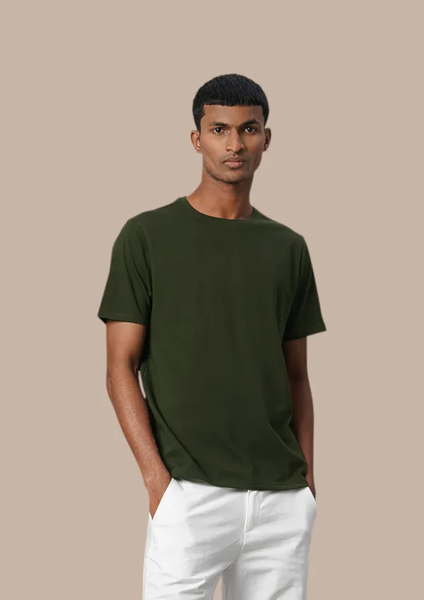 Military-Green_Essentials__Cotton_Premium_&_Elegant_Regular_T-Shirt_For_Unisex