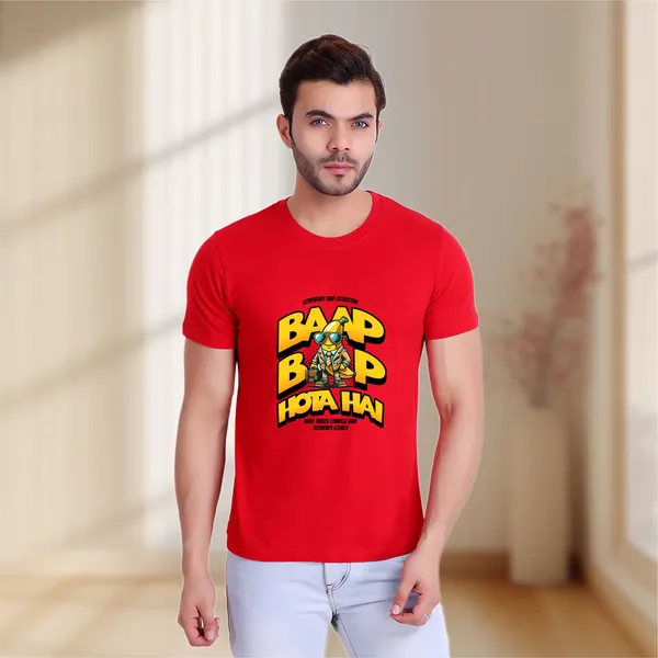 Red_Baap_Baap_Hota_Hai_Cotton_Premium_&_Elegant_Regular_T-Shirt_For_Unisex