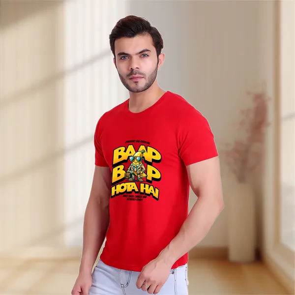 Red_Baap_Baap_Hota_Hai_Cotton_Premium_&_Elegant_Regular_T-Shirt_For_Unisex