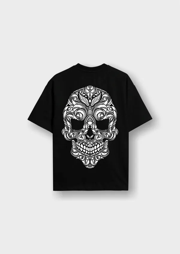Black_Baroque_Skull_Cotton_Oversized_T-Shirt_For_Unisex