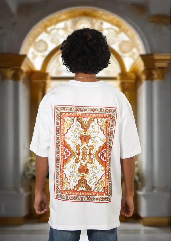 White_Boroque_Bloom_Cotton_Oversized_T-Shirt_For_Unisex