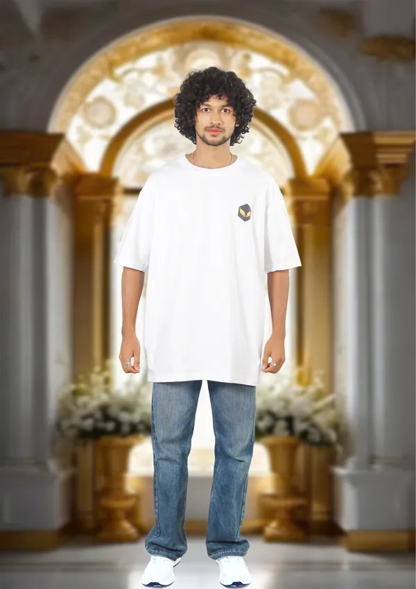 White_Boroque_Bloom_Cotton_Oversized_T-Shirt_For_Unisex
