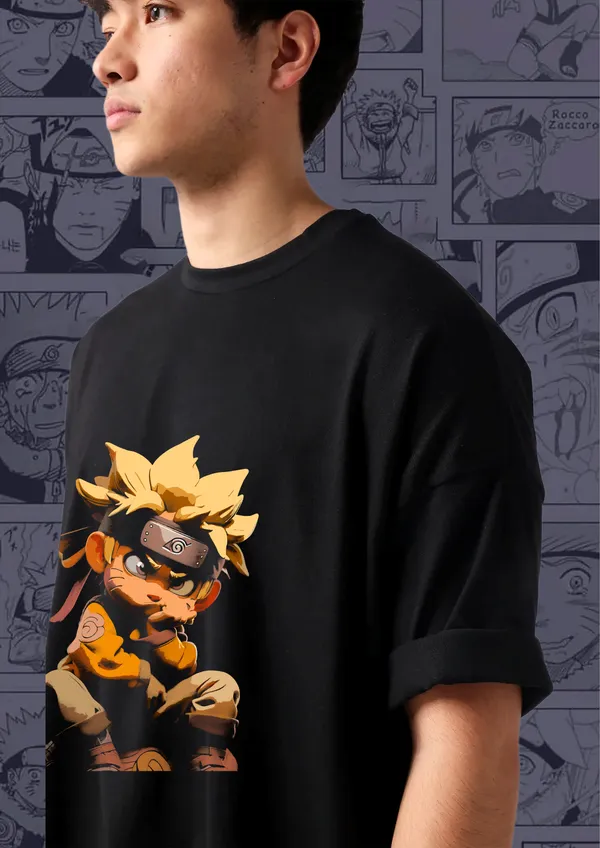 Black_Chibi_Naruto_Sitting_Edition_Cotton_Oversize_T-Shirt_For_Unisex