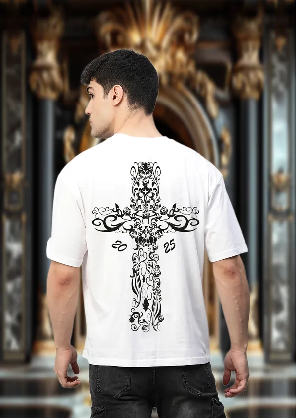 White_Holy_Boroque_Cotton_Oversized_T-Shirt_For_Unisex