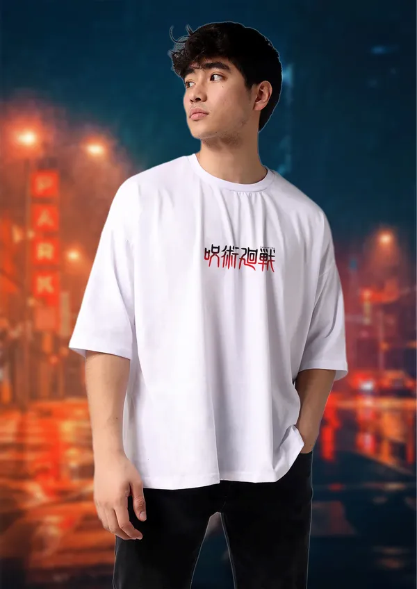 White_Jujutsu_Kaisen_Yuji_&_Sukuna_Dual_Edition_Cotton_Premium_&_Elegant_Oversize_T-Shirt_For_Unisex