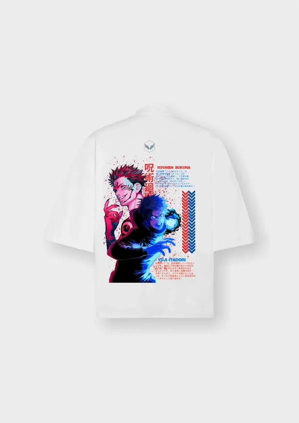 White_Jujutsu_Kaisen_Yuji_&_Sukuna_Dual_Edition_Cotton_Premium_&_Elegant_Oversize_T-Shirt_For_Unisex