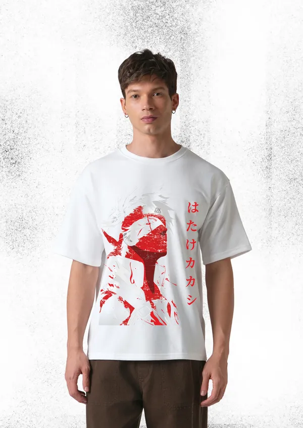 White_Kakashi_Hatake_Red_Ink_Edition_Cotton_Oversize_T-Shirt_For_Unisex