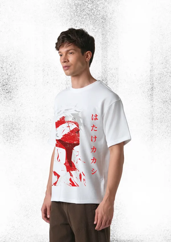 White_Kakashi_Hatake_Red_Ink_Edition_Cotton_Oversize_T-Shirt_For_Unisex
