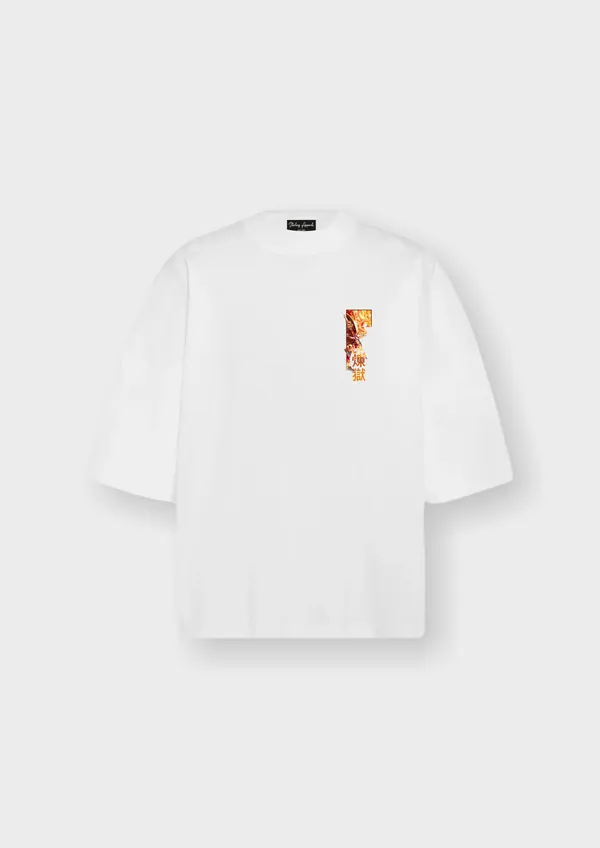 White_Kyojuro_Rengoku_Flame_Edition_Cotton_Oversize_T-Shirt_For_Unisex