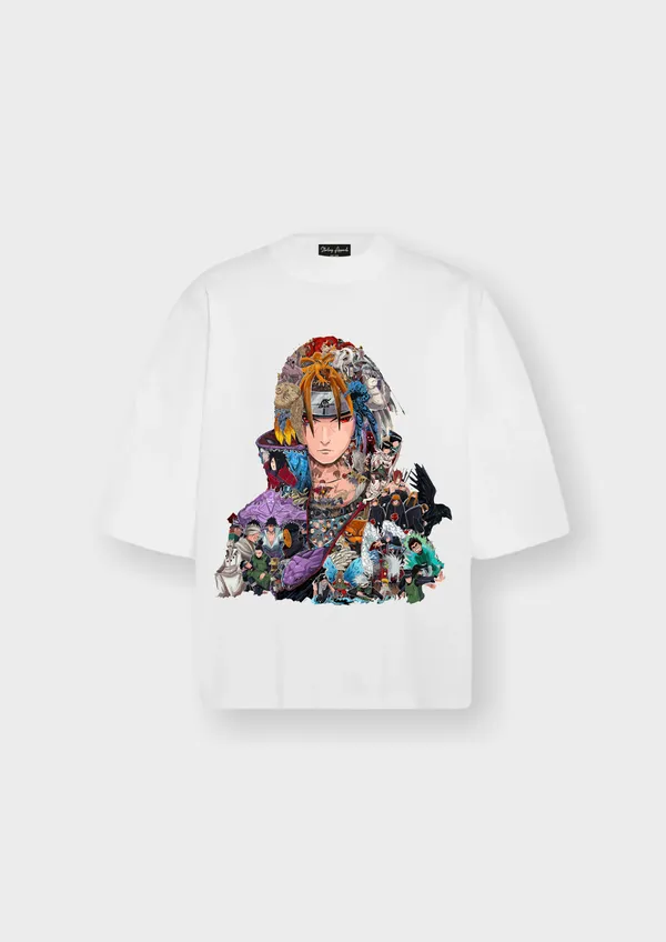 White_Naruto_Shippuden_Itachi_Uchiha__Collage_Edition_Cotton_Premium_&_Elegant_Oversize_T-Shirt_For_Unisex