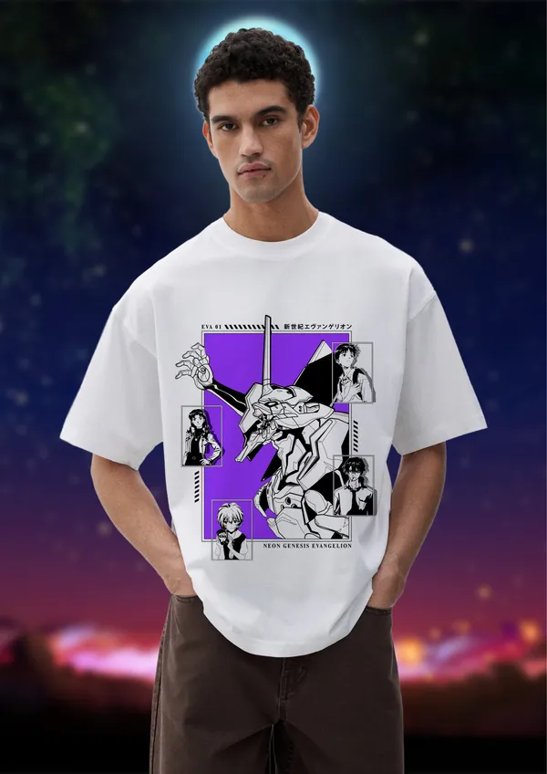 White_Neon_Genesis_Evangelion_EVA_Unit-01_Edition_Cotton_Oversize_T-Shirt_For_Unisex
