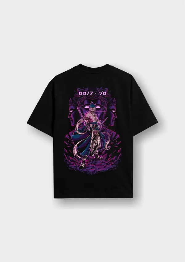 Black_One_Piece_Roronoa_Zoro_Ashura_Edition_Cotton_Oversize_T-Shirt_For_Unisex
