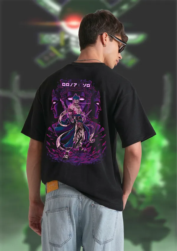 Black_One_Piece_Roronoa_Zoro_Ashura_Edition_Cotton_Oversize_T-Shirt_For_Unisex
