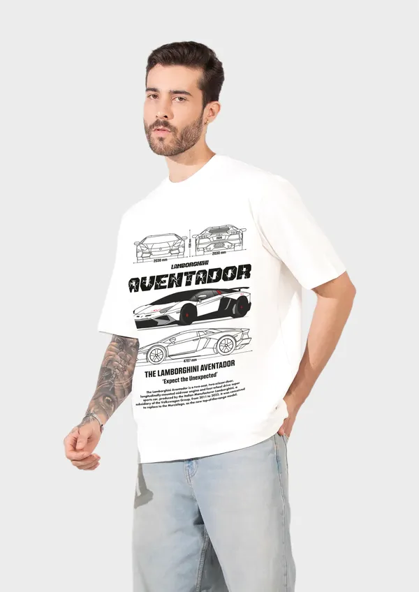White_Raging_Bull_Spec_Cotton_Oversize_T-Shirt_For_Unisex