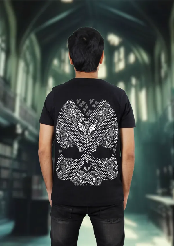 Black_Skull_Paisley_Cotton_Regular_T-Shirt_For_Unisex