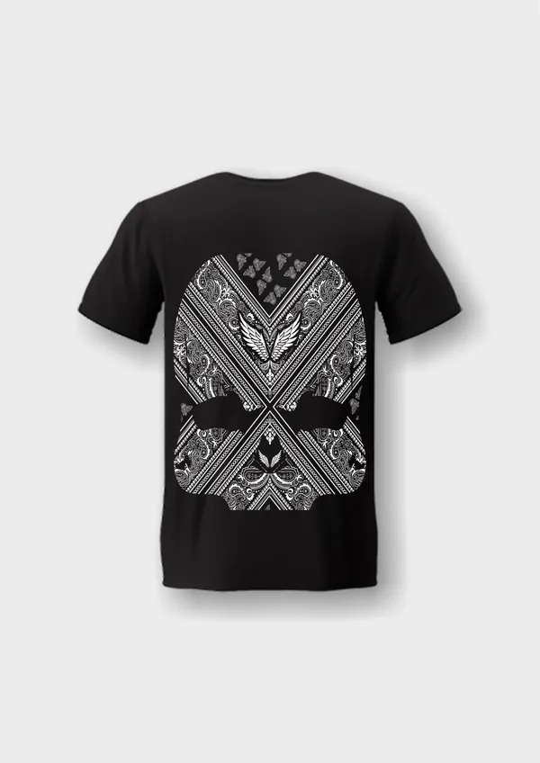 Black_Skull_Paisley_Cotton_Regular_T-Shirt_For_Unisex