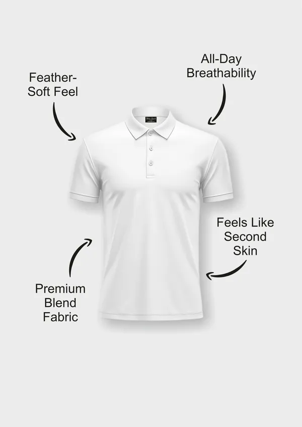 White_Signature_Modal_Cotton_Polo_T-Shirt_For_Unisex