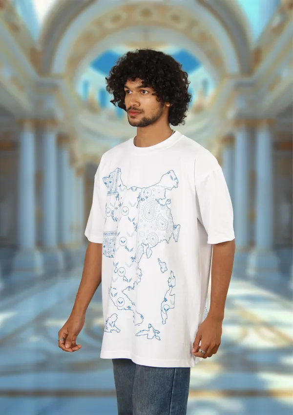 White_Starling_Paisley_Atlas_Cotton_Oversized_T-Shirt_For_Unisex