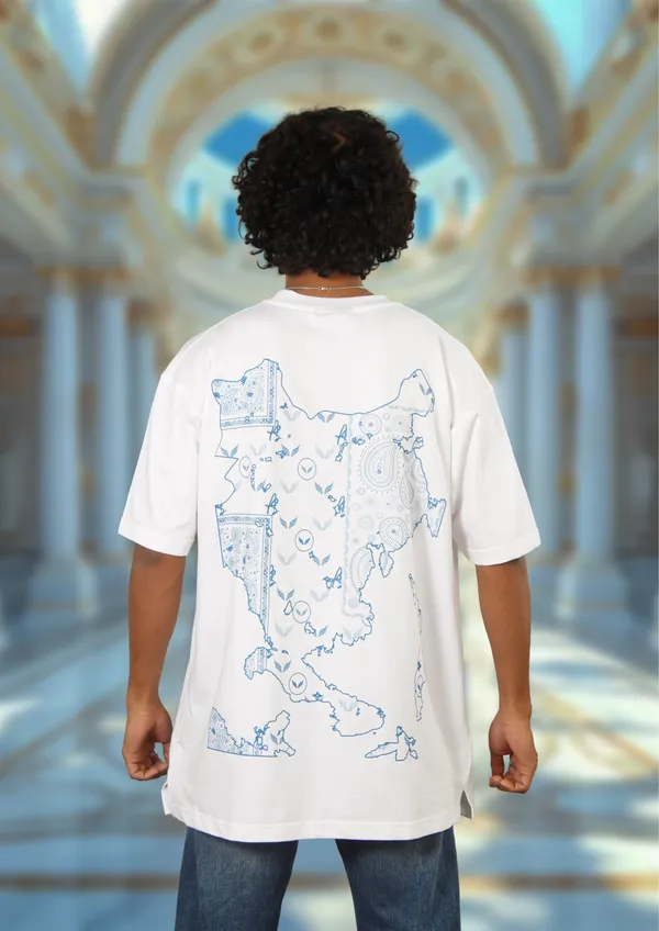 White_Starling_Paisley_Atlas_Cotton_Oversized_T-Shirt_For_Unisex