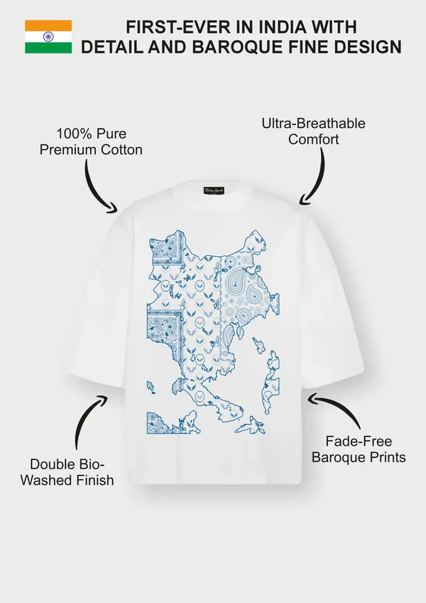White_Starling_Paisley_Atlas_Cotton_Oversized_T-Shirt_For_Unisex