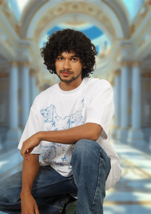 White_Starling_Paisley_Atlas_Cotton_Oversized_T-Shirt_For_Unisex