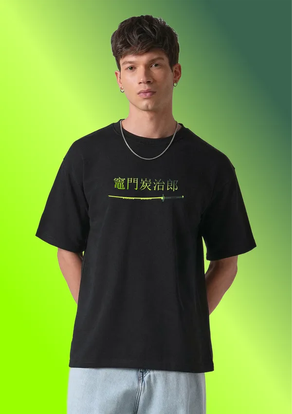 Black_Tanjiro_Kamado_Green_Flame_Edition_Cotton_Oversize_T-Shirt_For_Unisex