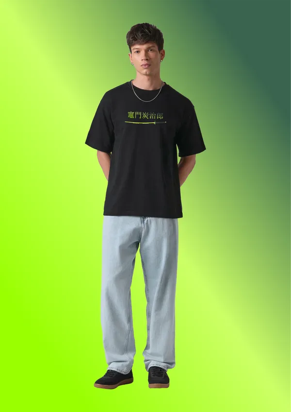 Black_Tanjiro_Kamado_Green_Flame_Edition_Cotton_Oversize_T-Shirt_For_Unisex