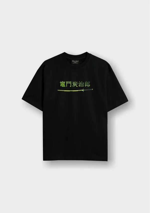 Black_Tanjiro_Kamado_Green_Flame_Edition_Cotton_Oversize_T-Shirt_For_Unisex