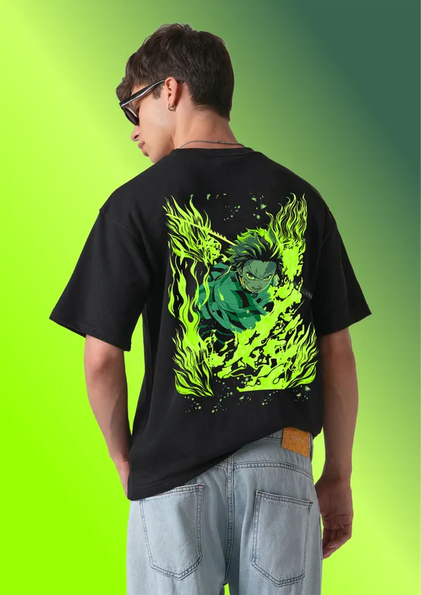 Black_Tanjiro_Kamado_Green_Flame_Edition_Cotton_Oversize_T-Shirt_For_Unisex