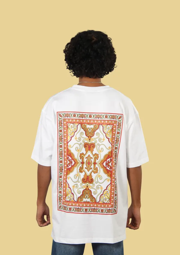 White_Boroque_Bloom_Cotton_Oversized_T-Shirt_For_Unisex